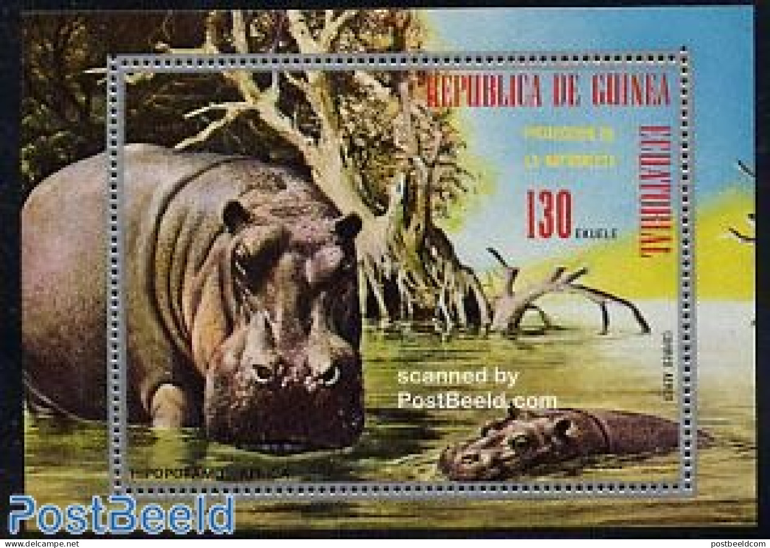 Equatorial Guinea 1974 Hippo S/s, Mint NH, Nature - Animals (others & Mixed) - Hippopotamus - Guinea Ecuatorial