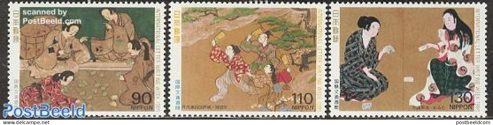 Japan 1995 Letter Week 3v, Mint NH, Sport - Various - Playing Cards - Toys & Children's Games - Art - East Asian Art -.. - Nuevos