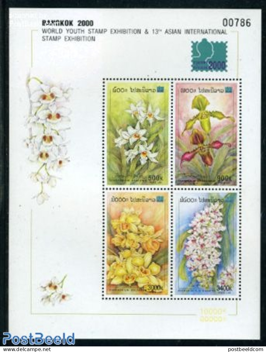 Laos 2000 Orchids S/s, Mint NH, Nature - Flowers & Plants - Orchids - Laos