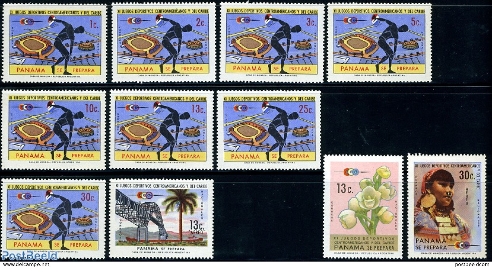 Panama 1970 Central American Games 11v, Mint NH, Nature - Sport - Various - Flowers & Plants - Orchids - Sport (other .. - Costumi