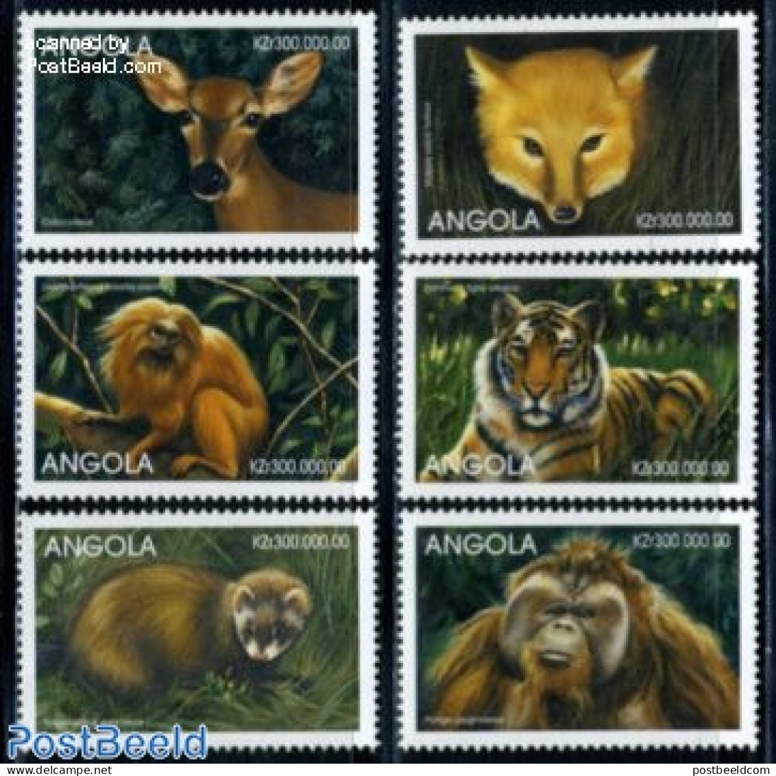 Angola 1999 Animals 6v, Mint NH, Nature - Animals (others & Mixed) - Cat Family - Monkeys - Angola