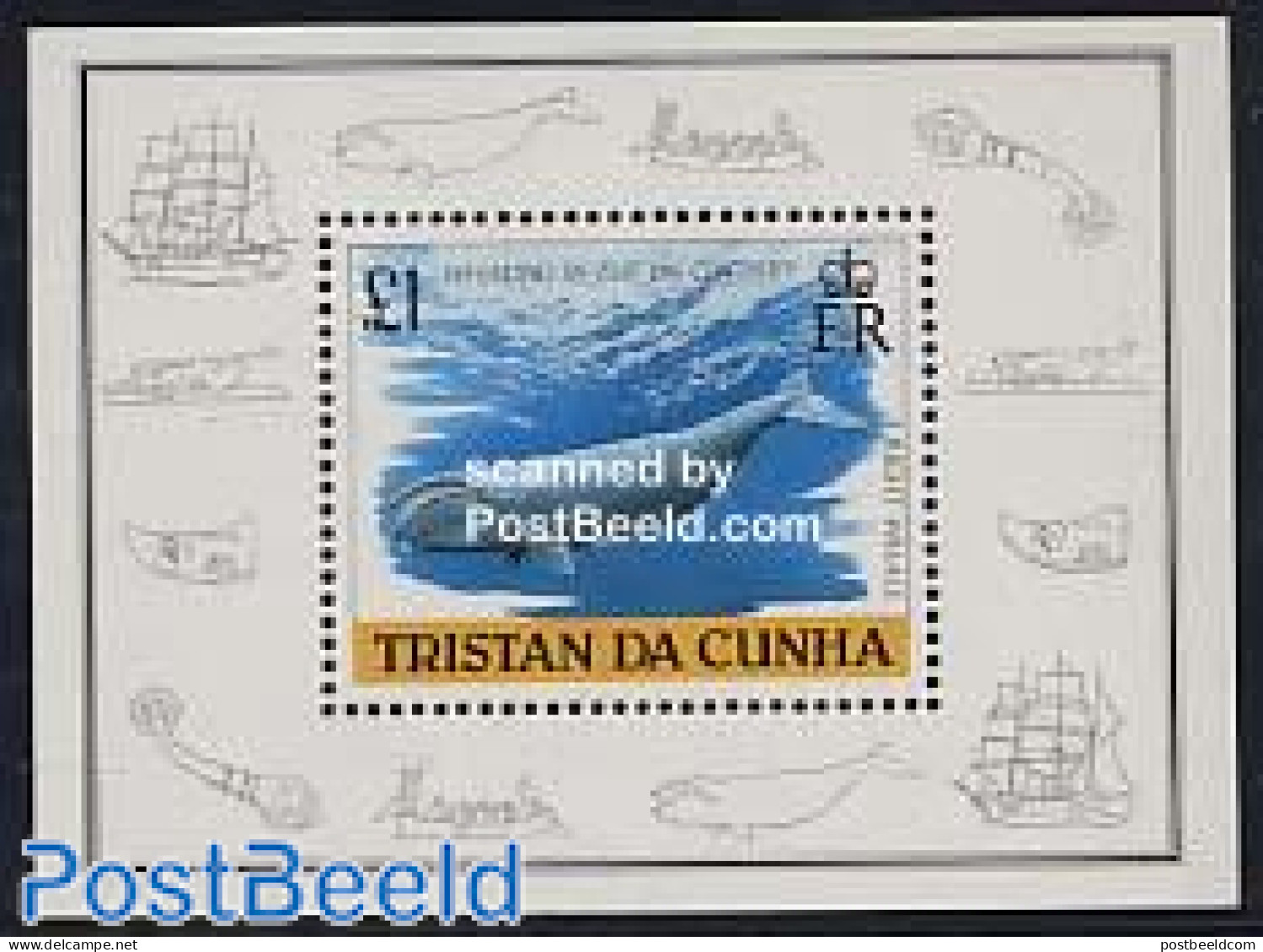 Tristan Da Cunha 1988 Whale Fishing In 19th Century S/s, Mint NH, Nature - Transport - Fishing - Sea Mammals - Ships A.. - Pesci