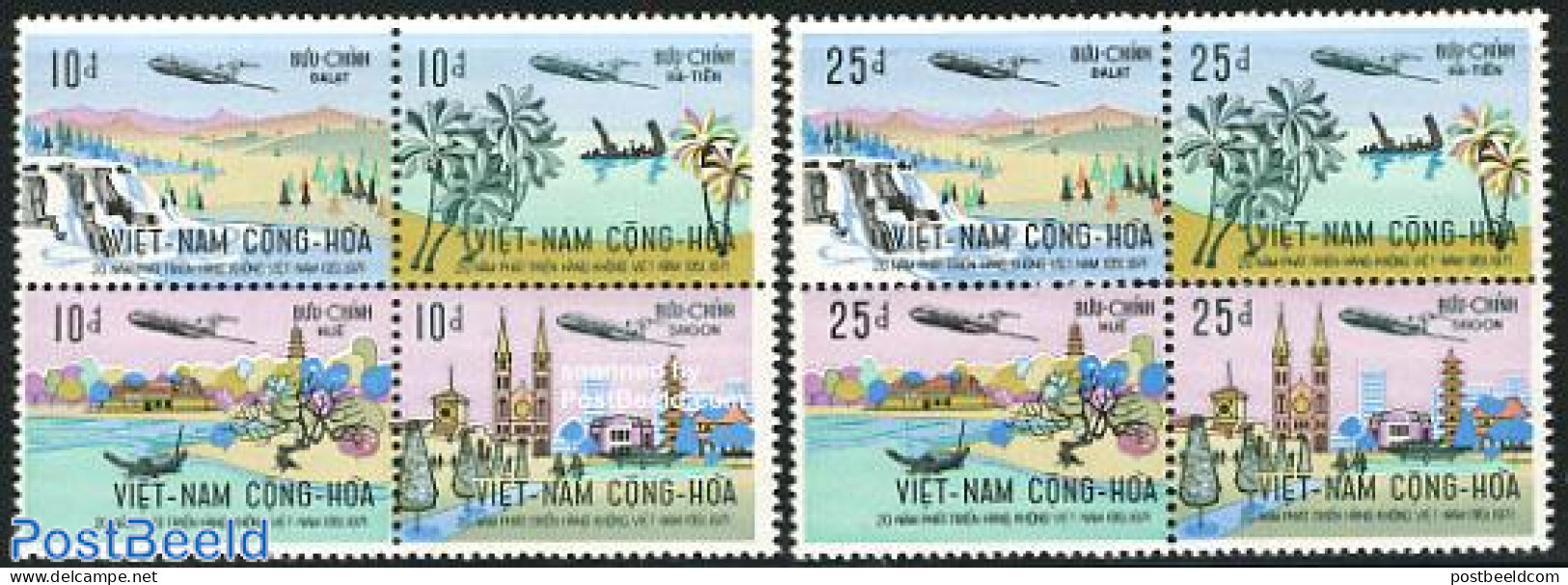 Vietnam, South 1972 Vietnam Airlines 2x4v [+], Mint NH, Nature - Transport - Trees & Forests - Water, Dams & Falls - A.. - Rotary Club