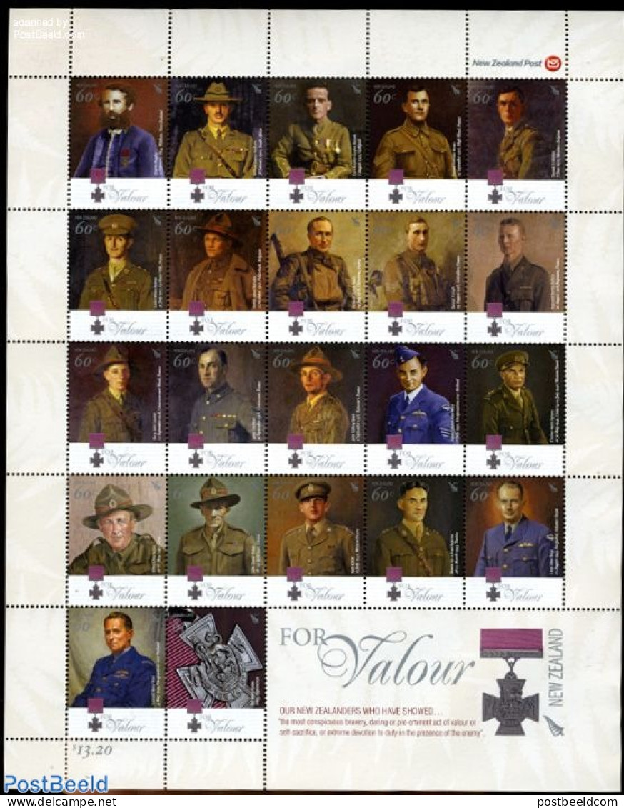 New Zealand 2011 Victoria Cross 22v M/s, Mint NH, History - Various - Decorations - World War II - Uniforms - Ungebraucht