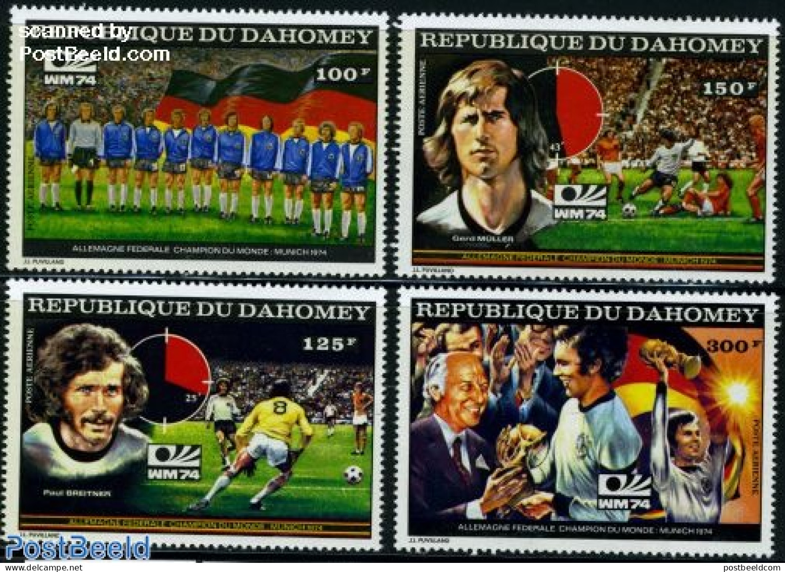 Dahomey 1974 Football Winners 4v, Mint NH, Sport - Football - Other & Unclassified