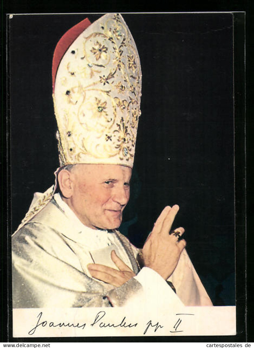 AK Papst Johannes Paul II. Mit Mitra  - Papas