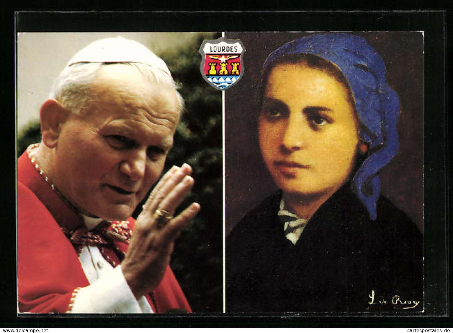 AK Papst Johannes Paul II., Bernadette  - Papi