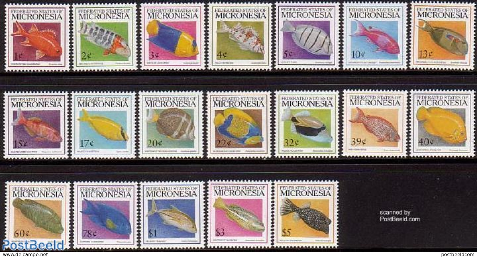 Micronesia 1998 Definitives Fish 19v, Mint NH, Nature - Fish - Fische