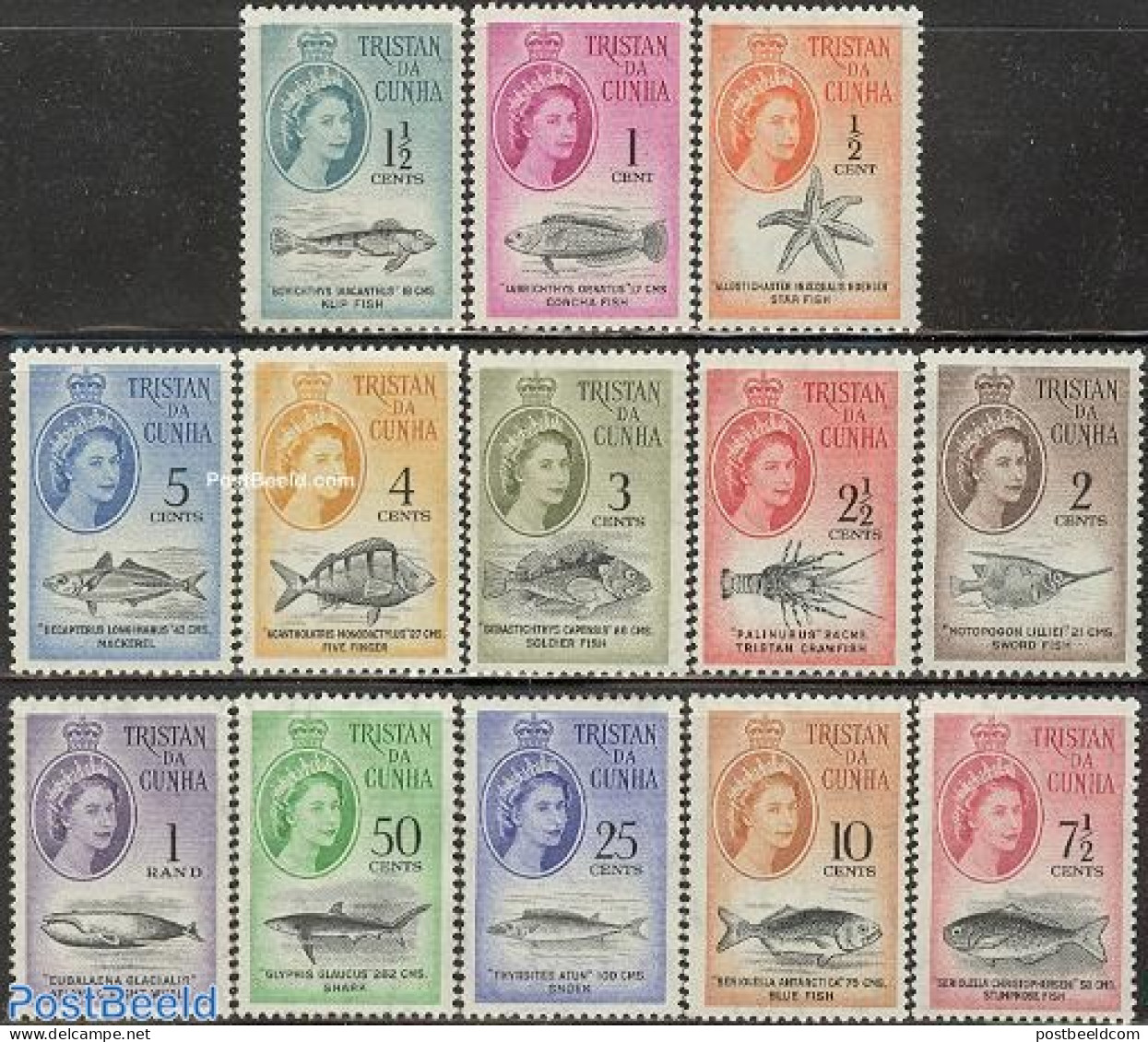 Tristan Da Cunha 1961 Definitives, Fish, Decimal System 13v, Mint NH, Nature - Fish - Fishes