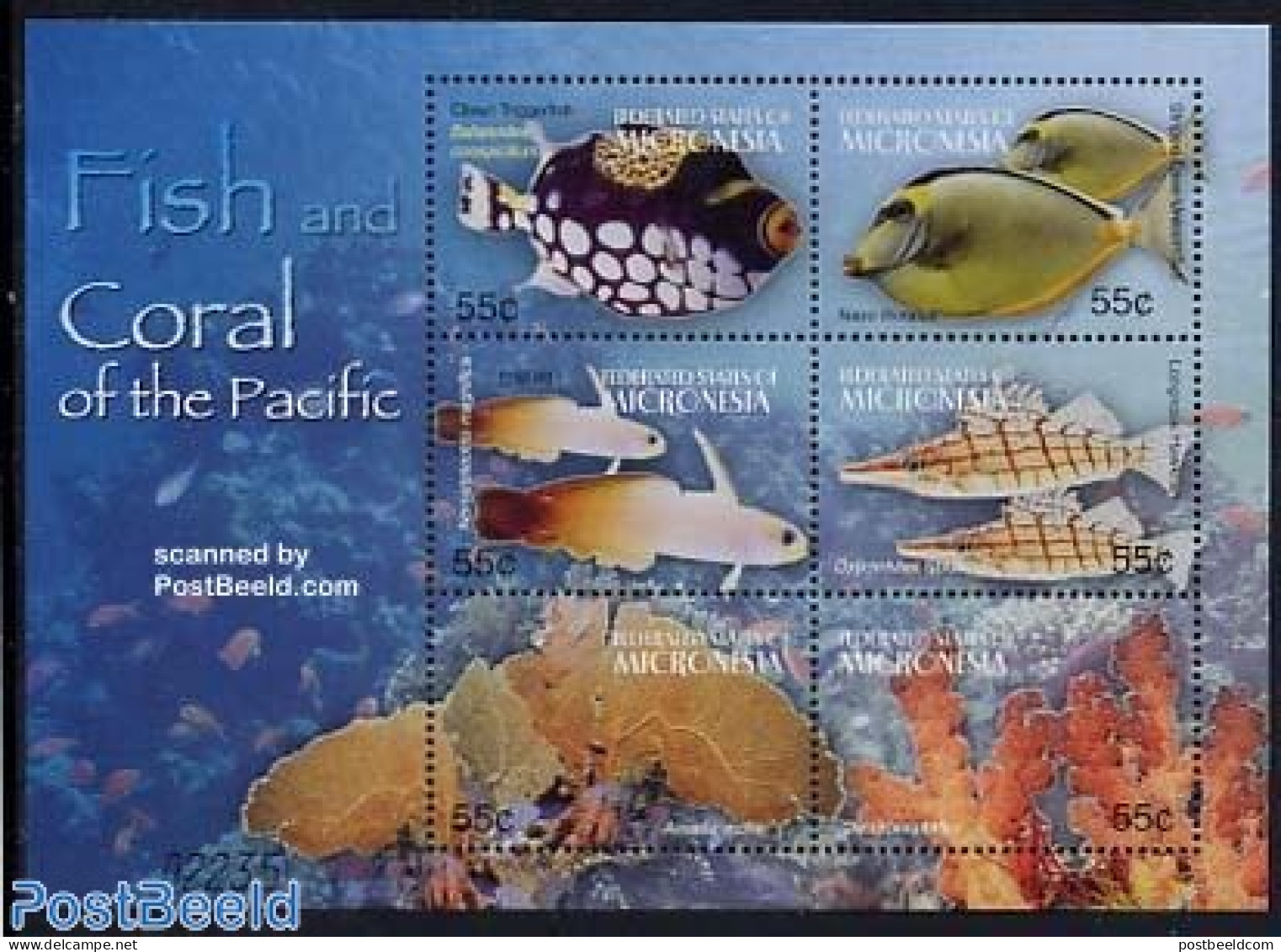 Micronesia 2004 Fish And Coral 6v M/s, Mint NH, Nature - Fish - Poissons