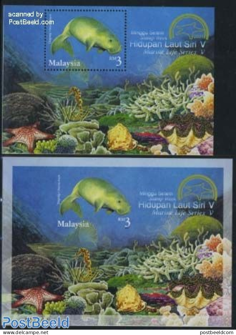 Malaysia 2001 Marine Life 2 S/s, Mint NH, Nature - Fish - Sea Mammals - Fishes