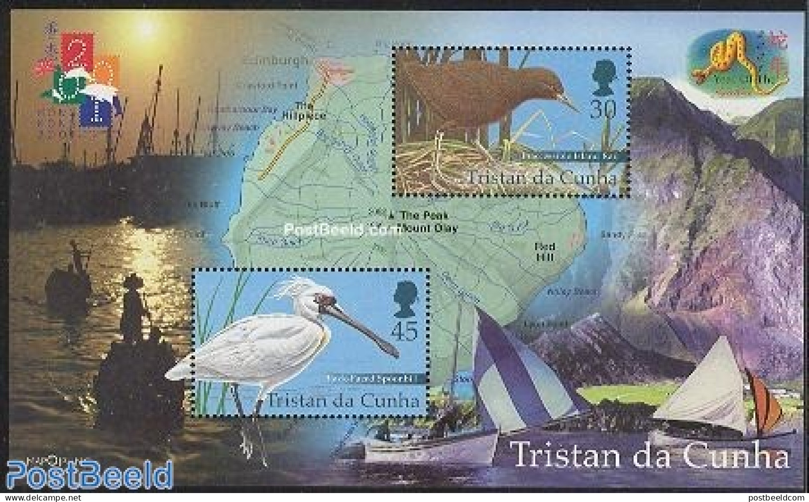 Tristan Da Cunha 2001 Hong Kong Exhibition, Birds S/s, Mint NH, Nature - Transport - Various - Birds - Ships And Boats.. - Bateaux