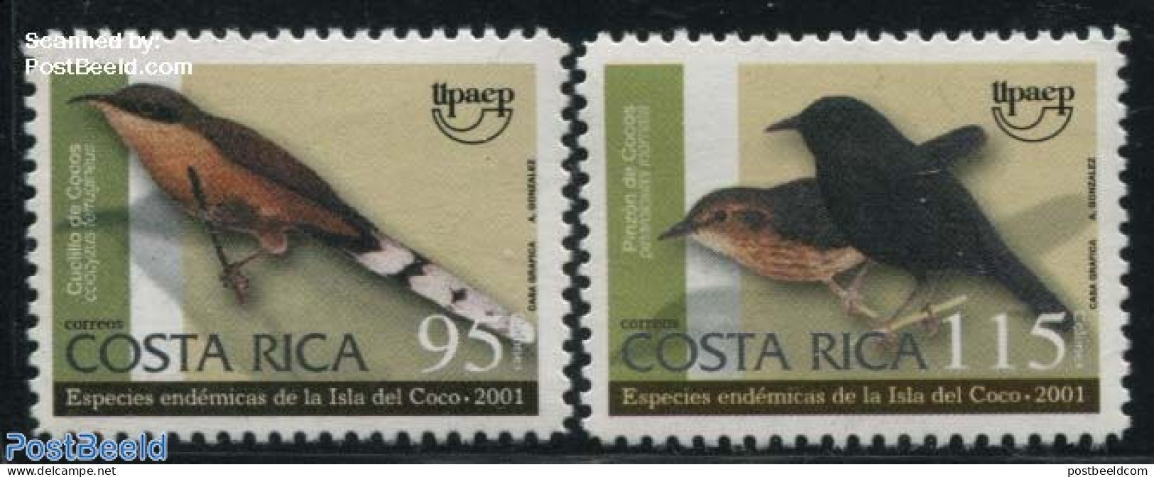 Costa Rica 2001 UPAEP, Birds 2v, Mint NH, Nature - Birds - U.P.A.E. - Costa Rica