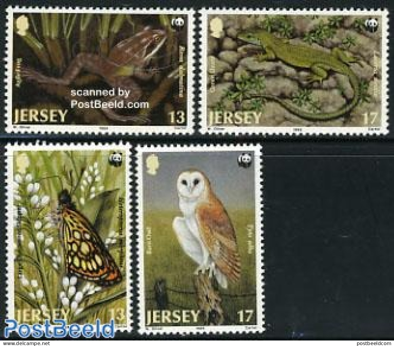 Jersey 1989 WWF, Animals 4v, Mint NH, Nature - Birds - Frogs & Toads - Owls - Reptiles - World Wildlife Fund (WWF) - Jersey