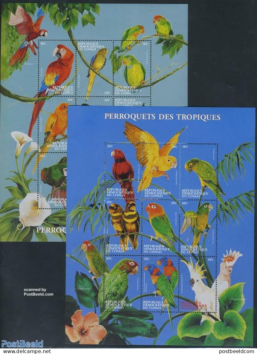 Congo Dem. Republic, (zaire) 2000 Parrots 18v (2 M/s), Mint NH, Nature - Birds - Parrots - Other & Unclassified