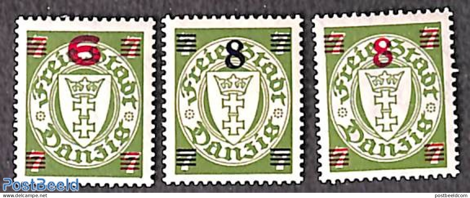 Germany, Danzig 1934 Overprints 3v, Mint NH - Andere & Zonder Classificatie