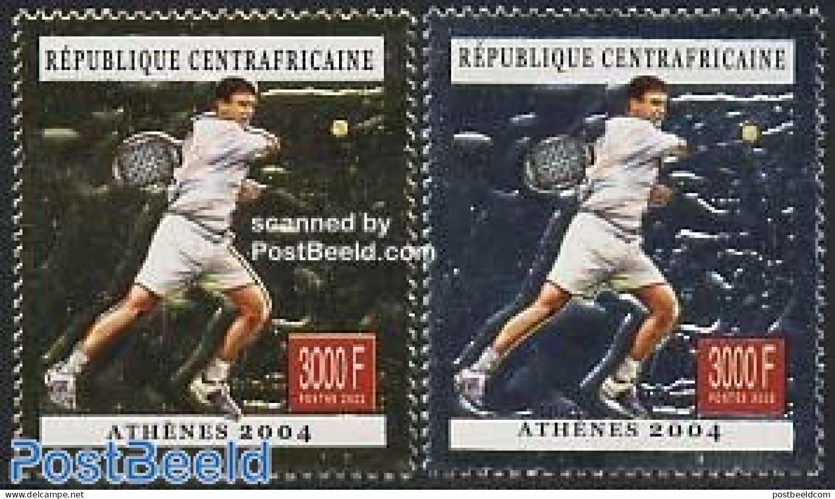 Central Africa 2004 Olympic Games, Tennis 2v, Silver/gold, Mint NH, Sport - Tennis - Tennis