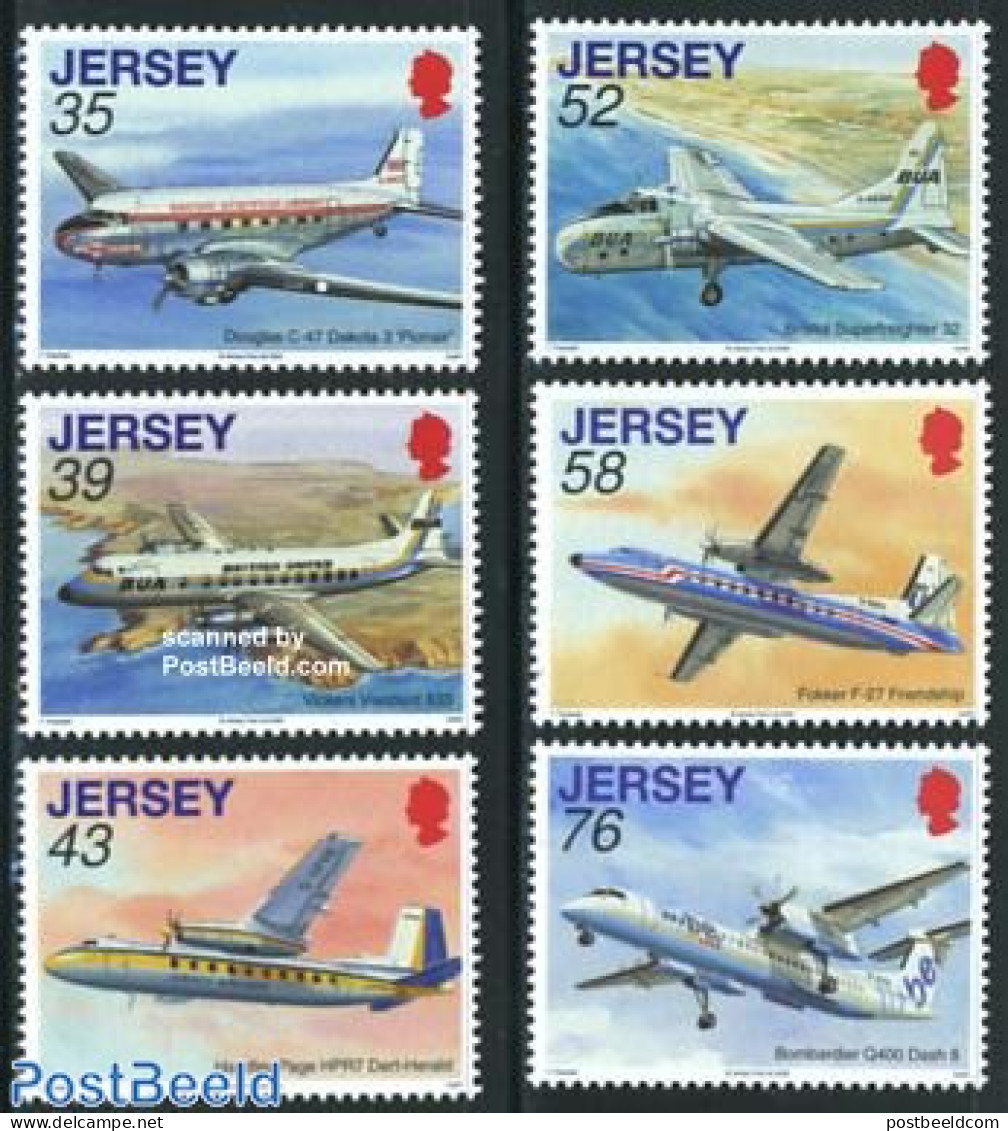 Jersey 2009 Aviation History 6v, Mint NH, Transport - Fokker Airplanes - Aircraft & Aviation - Avions