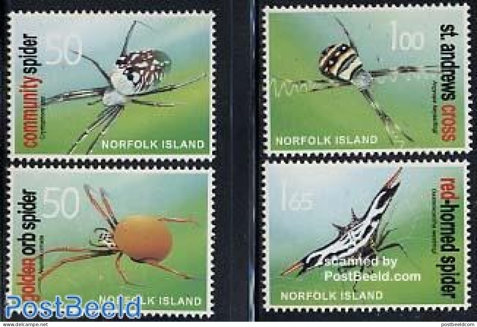 Norfolk Island 2004 Spiders 4v, Mint NH, Nature - Animals (others & Mixed) - Insects - Altri & Non Classificati