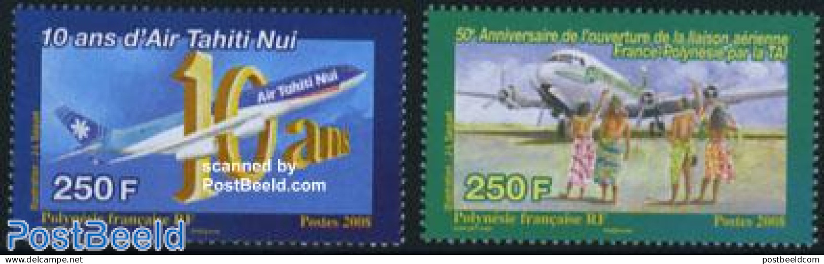 French Polynesia 2008 Civil Aviation 2v, Mint NH, Transport - Aircraft & Aviation - Neufs