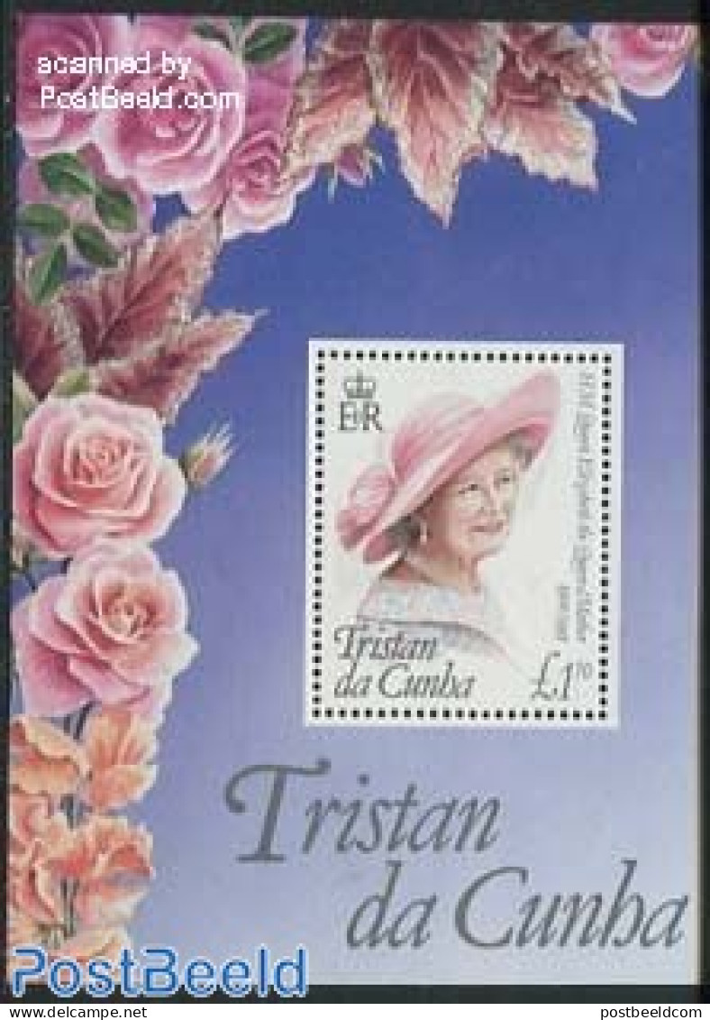 Tristan Da Cunha 1995 Queen Mother 95th Anniversary S/s, Mint NH, History - Kings & Queens (Royalty) - Flowers & Plants - Familles Royales