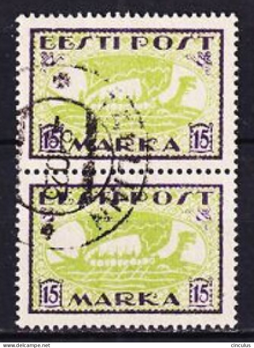 1920. Estonia. Viking Ship. 15 M. Used. Mi. Nr. 23A (pair) - Estland