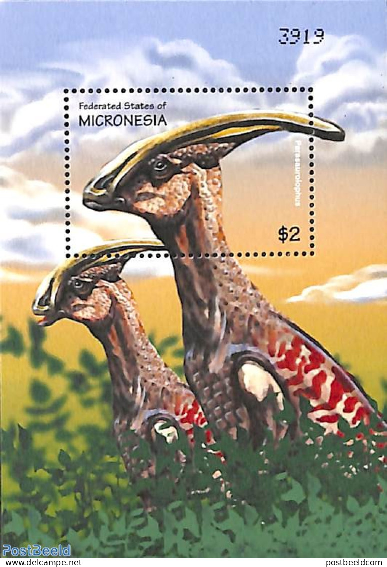 Micronesia 2001 Dinosaurs S/s, Parasaurolophus, Mint NH, Nature - Prehistoric Animals - Préhistoriques