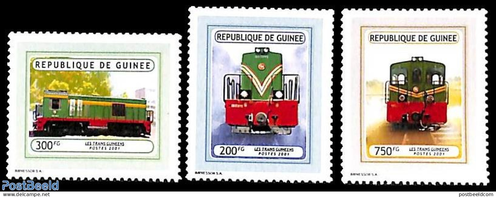 Guinea, Republic 2001 Local Railways 3v, Mint NH, Transport - Railways - Treni