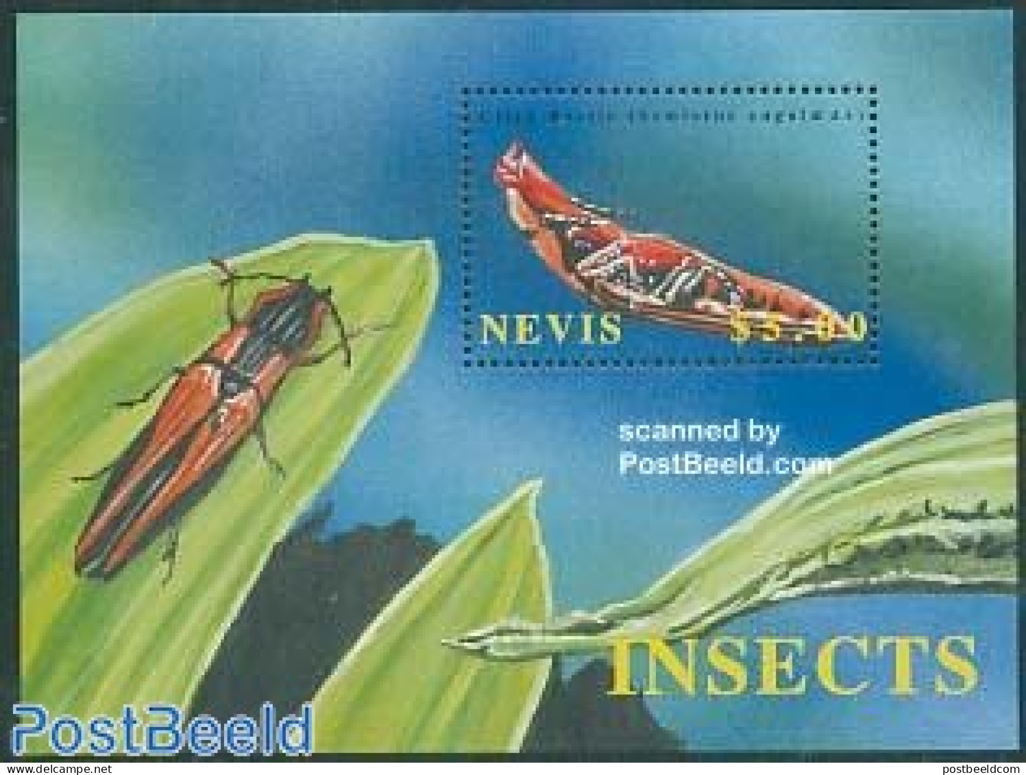 Nevis 2002 Insects S/s, Mint NH, Nature - Insects - St.Kitts Und Nevis ( 1983-...)