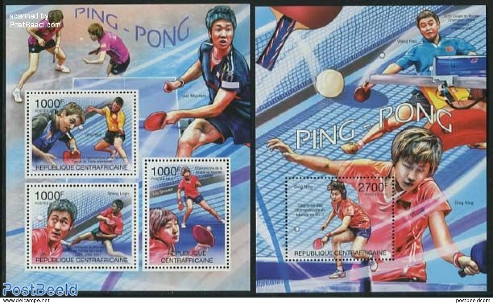 Central Africa 2011 Table Tennis Or Ping Pong 2 S/s, Mint NH, Sport - Sport (other And Mixed) - Table Tennis - Tennis Tavolo