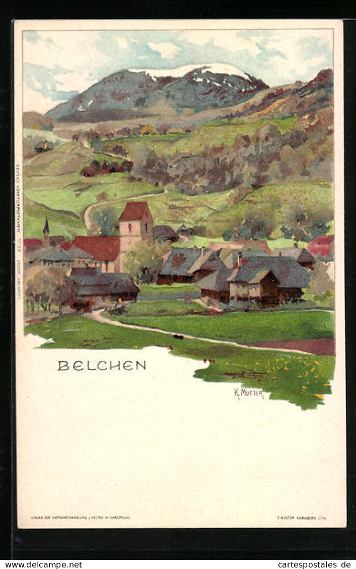 Künstler-AK Karl Mutter: Belchen, Teilansicht Des Ortes  - Mutter, K.