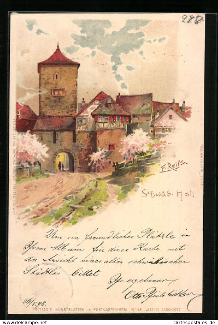 Künstler-AK Schwäbisch Hall, Das Tor Im Frühling  - Other & Unclassified