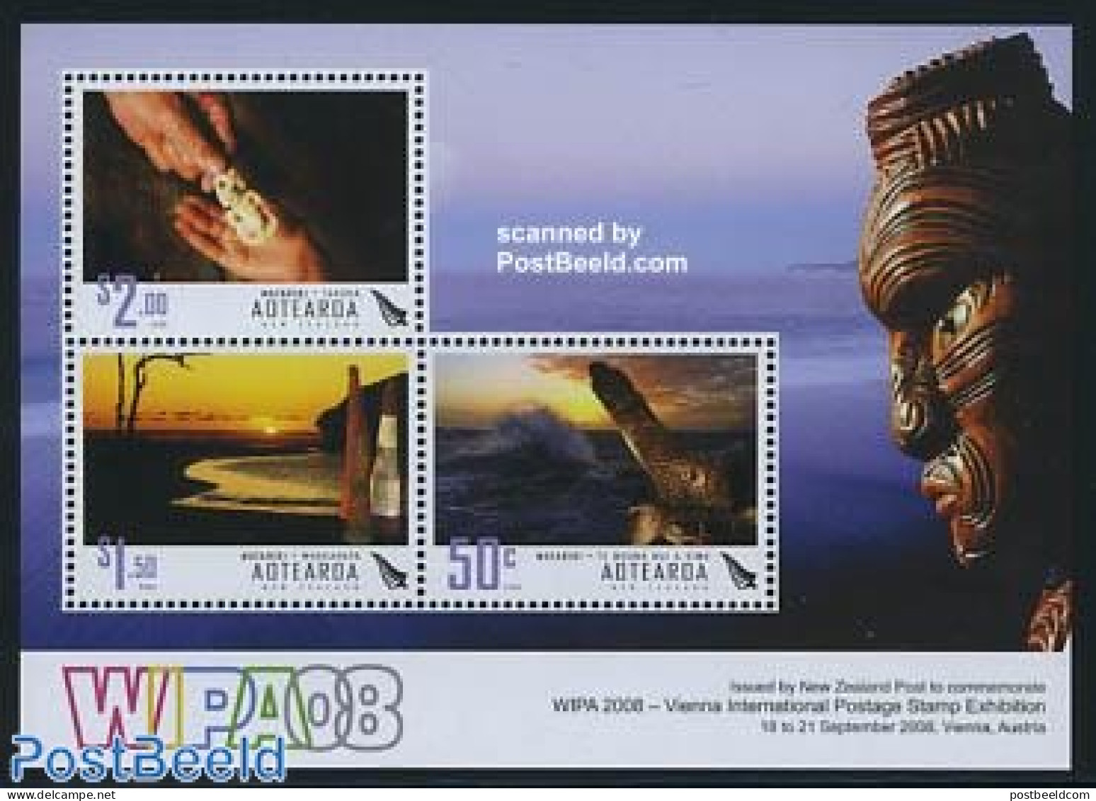 New Zealand 2008 WIPA 3v M/s, Mint NH - Unused Stamps