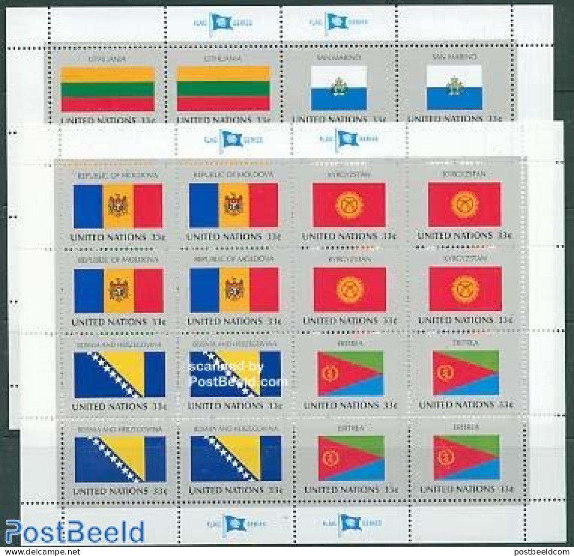 United Nations, New York 1999 Flags 2 M/ss, Mint NH, History - Flags - Sonstige & Ohne Zuordnung