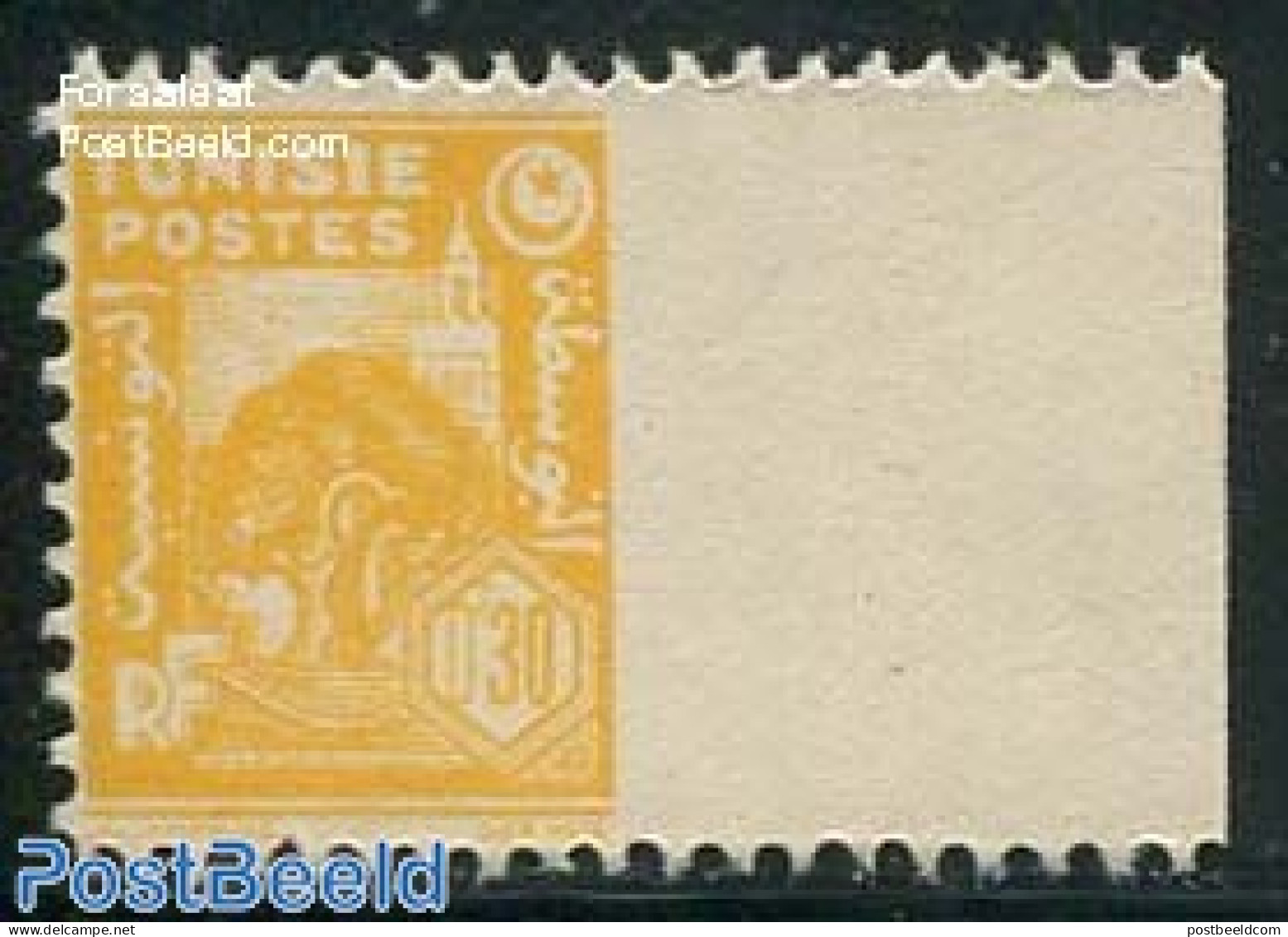Tunisia 1944 30c Yellow, Imperforated On Right Side, Mint NH, Nature - Trees & Forests - Rotary Club