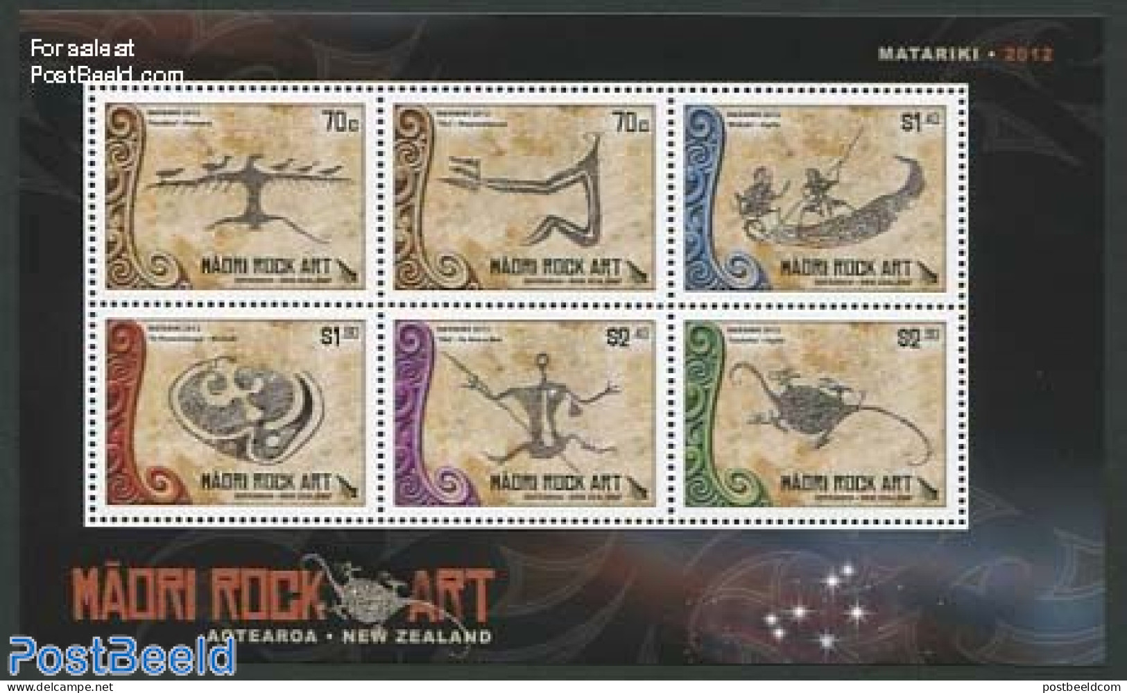 New Zealand 2012 Matariki, Maori Art 6v M/s, Mint NH, Art - Cave Paintings - Neufs