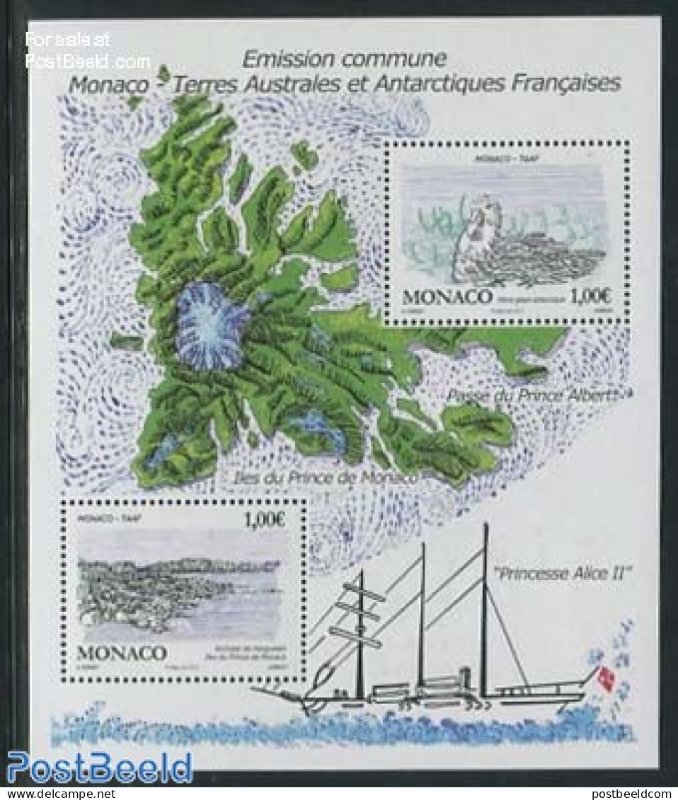 Monaco 2012 Joint Issue With French Antarctica S/s, Mint NH, Nature - Transport - Various - Birds - Ships And Boats - .. - Ongebruikt