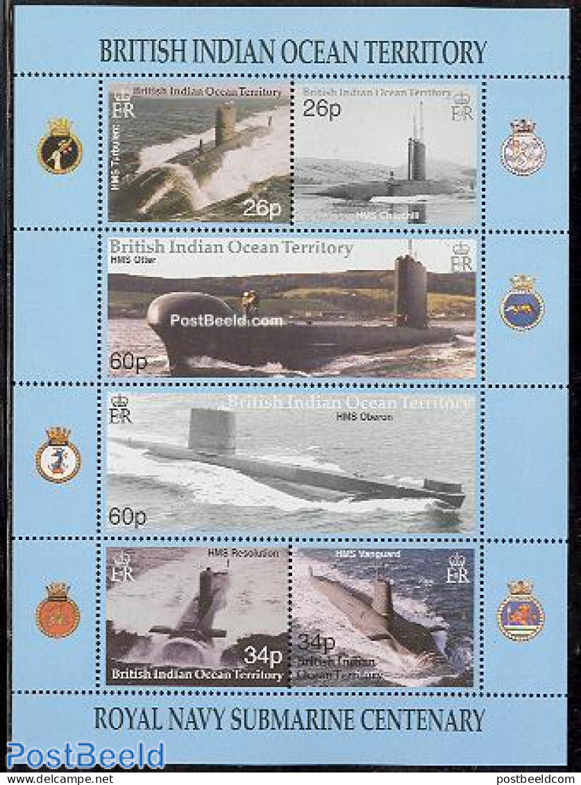 British Indian Ocean 2001 Submarines 6v M/S, Mint NH, Transport - Ships And Boats - Bateaux