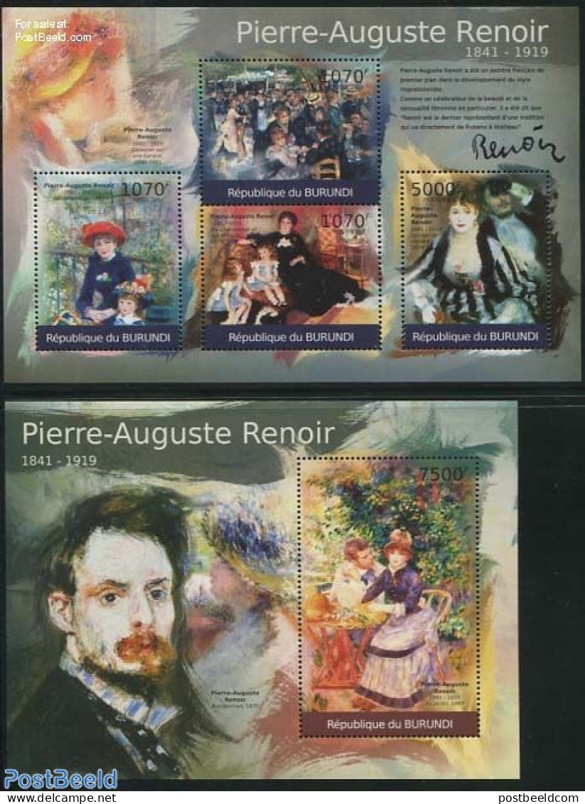 Burundi 2012 Auguste Renoir Paintings 2 S/s, Mint NH, Art - Modern Art (1850-present) - Paintings - Sonstige & Ohne Zuordnung