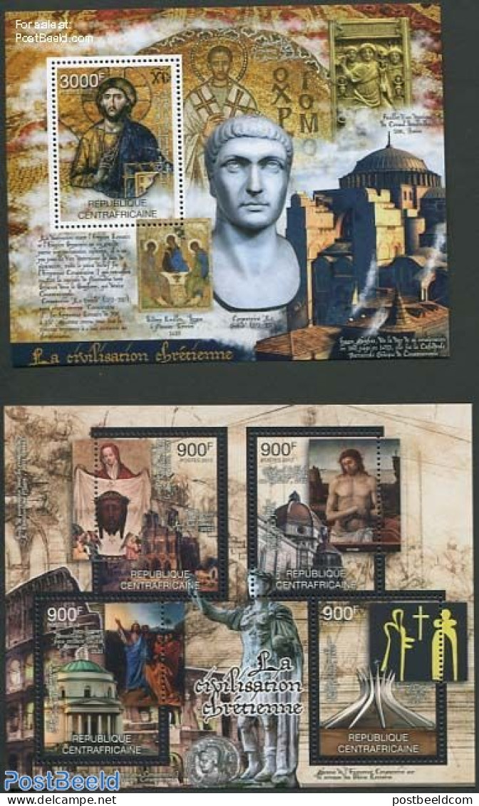 Central Africa 2012 Cretan Civilisation 2 S/s, Mint NH, History - Religion - Archaeology - History - Churches, Temples.. - Archaeology