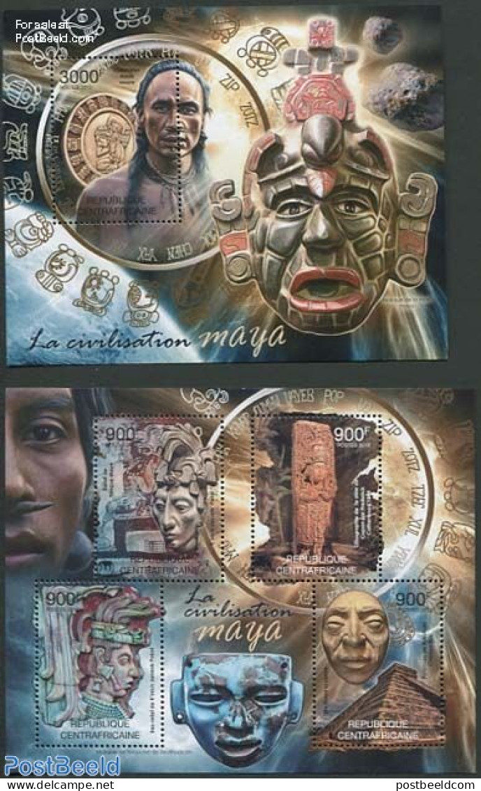 Central Africa 2012 Maya Civilisation 2 S/s, Mint NH, History - Science - Archaeology - Weights & Measures - Art - Scu.. - Archaeology