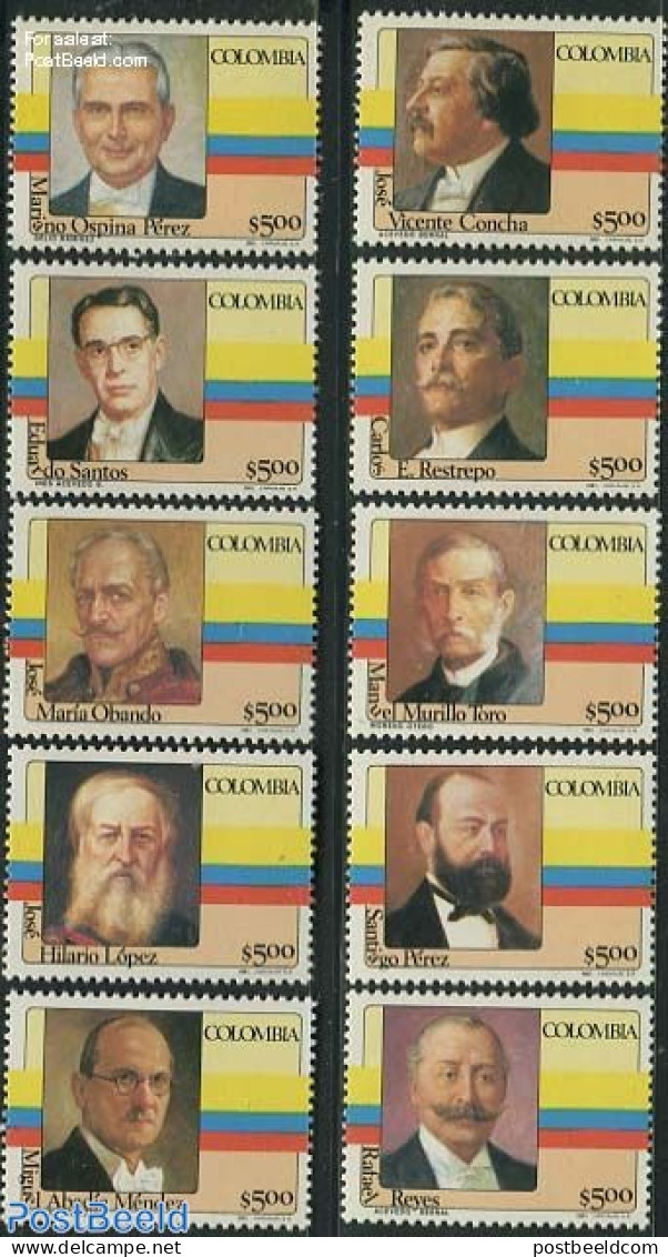 Colombia 1981 Presidents 10v  (5p Nomination), Mint NH, History - Politicians - Kolumbien