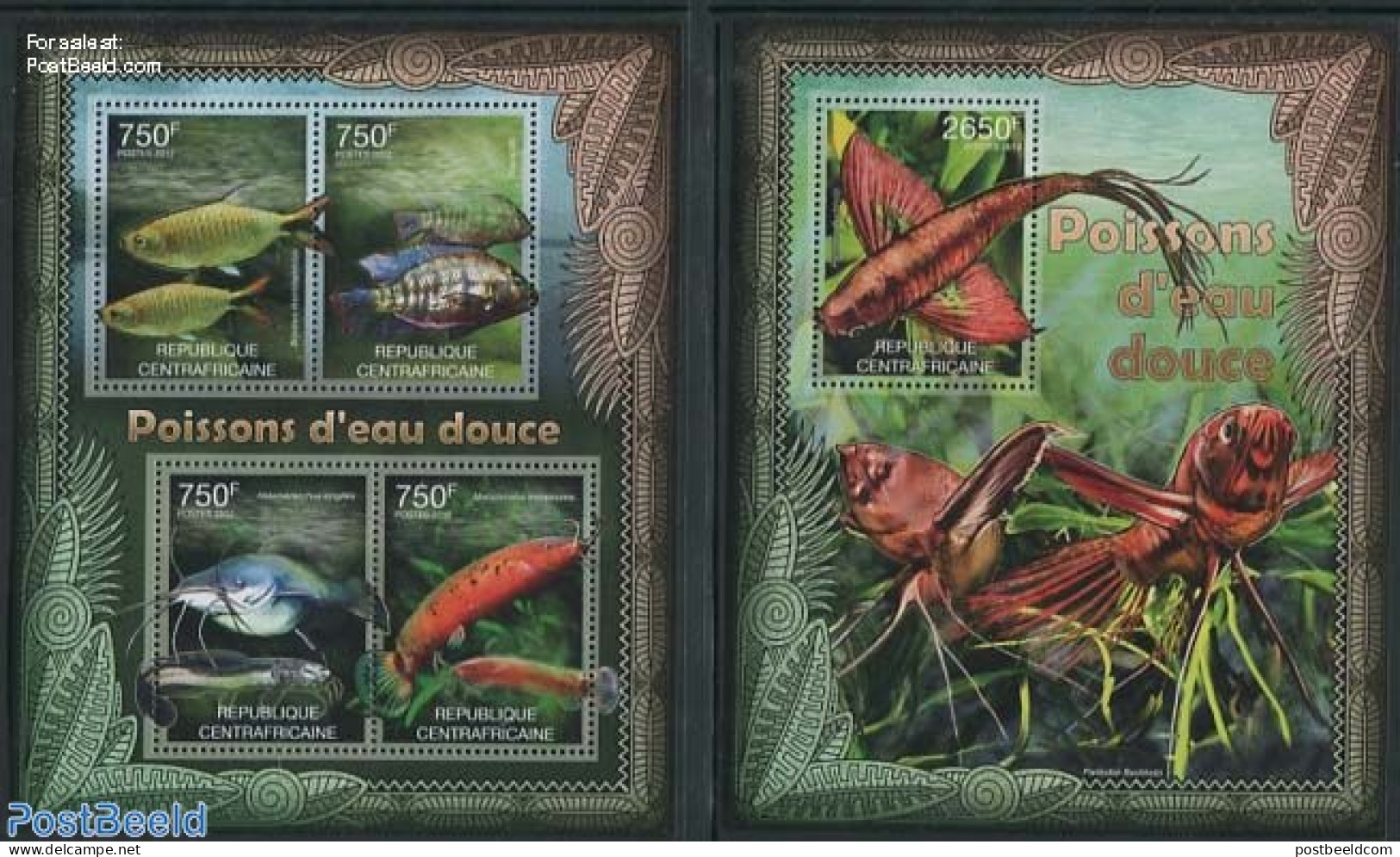 Central Africa 2012 Freshwater Fish 2 S/s, Mint NH, Nature - Fish - Fische
