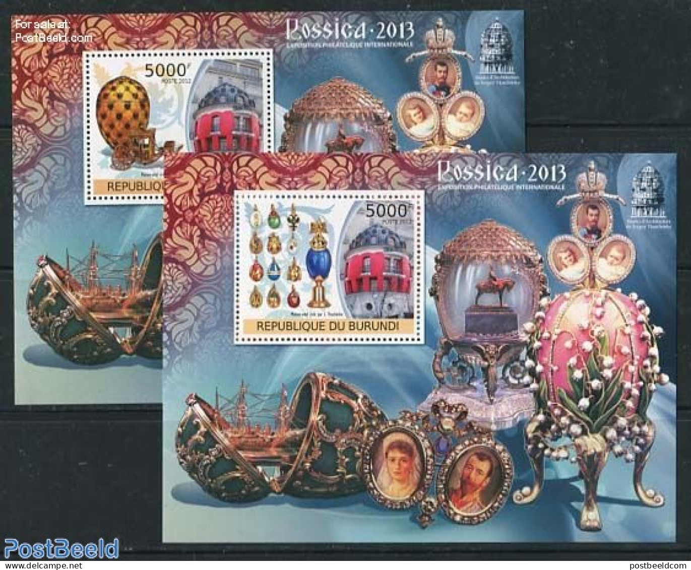 Burundi 2012 Rossica 2 S/s (blue In Borders), Mint NH, Transport - Coaches - Art - Art & Antique Objects - Diligences