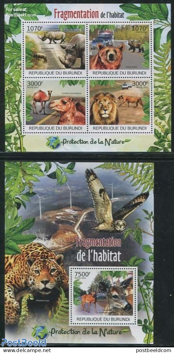 Burundi 2012 Endangered Wildlife Animals 2 S/s, Mint NH, Nature - Bears - Camels - Cat Family - Deer - Environment - O.. - Milieubescherming & Klimaat