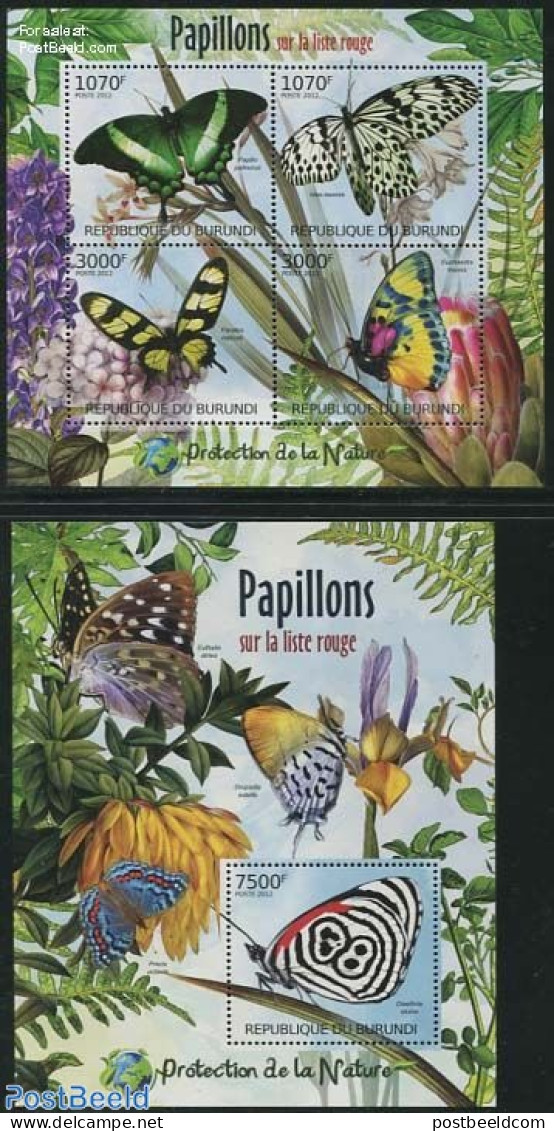 Burundi 2012 Butterflies On Flowers 2 S/s, Mint NH, Nature - Butterflies - Altri & Non Classificati