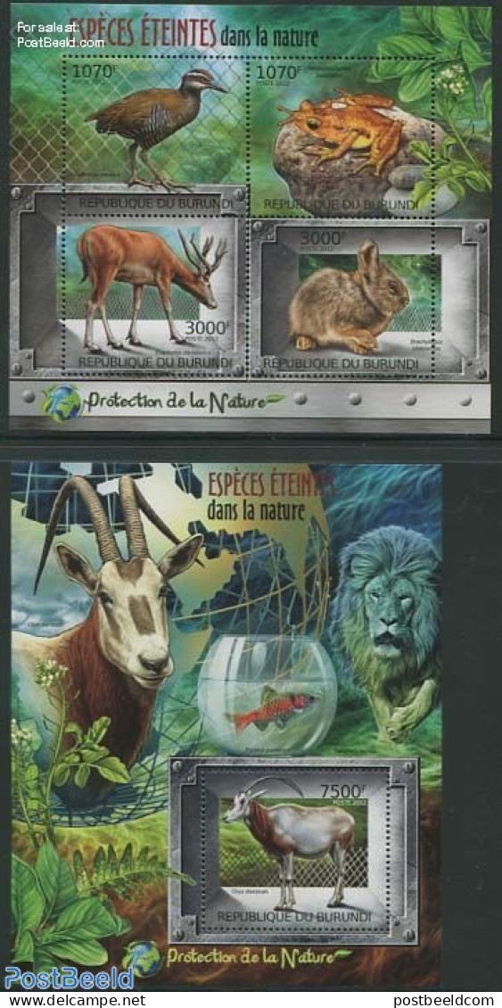 Burundi 2012 Caged Animals 2 S/s, Mint NH, Nature - Animals (others & Mixed) - Cat Family - Environment - Frogs & Toad.. - Protección Del Medio Ambiente Y Del Clima