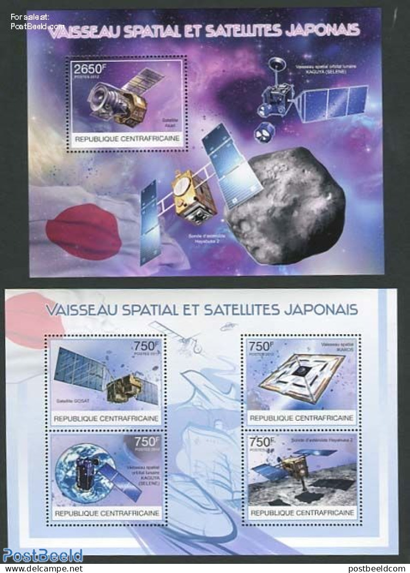 Central Africa 2012 Japanese Satellites 2 S/s, Mint NH, Transport - Space Exploration - Zentralafrik. Republik