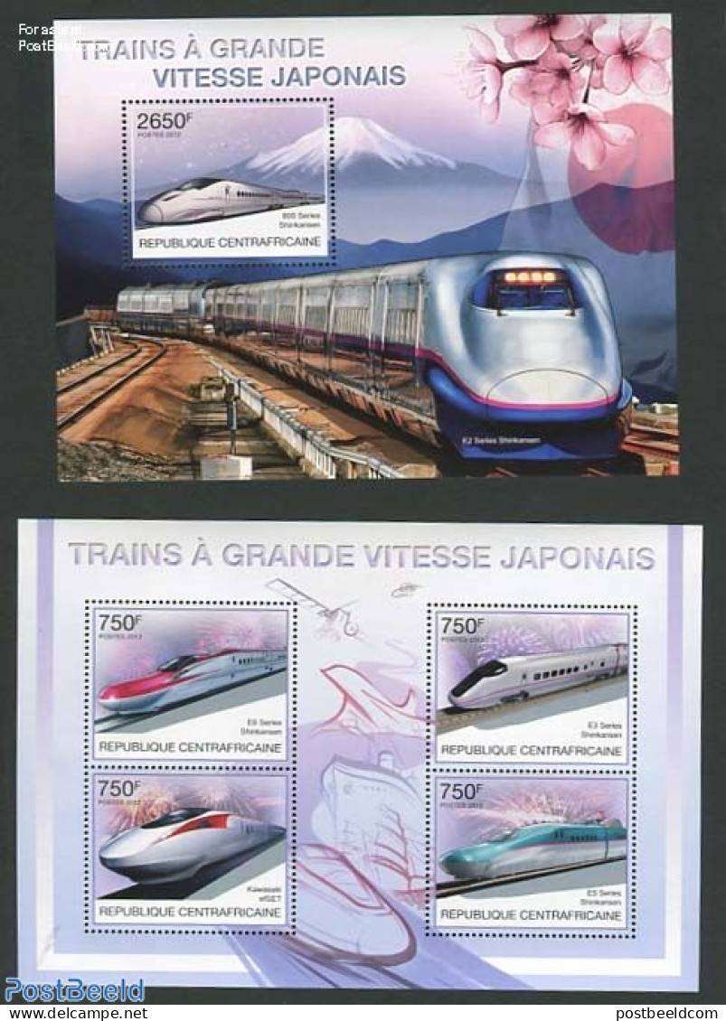 Central Africa 2012 Japanese High Speed Railways 2 S/s, Mint NH, Transport - Railways - Treinen
