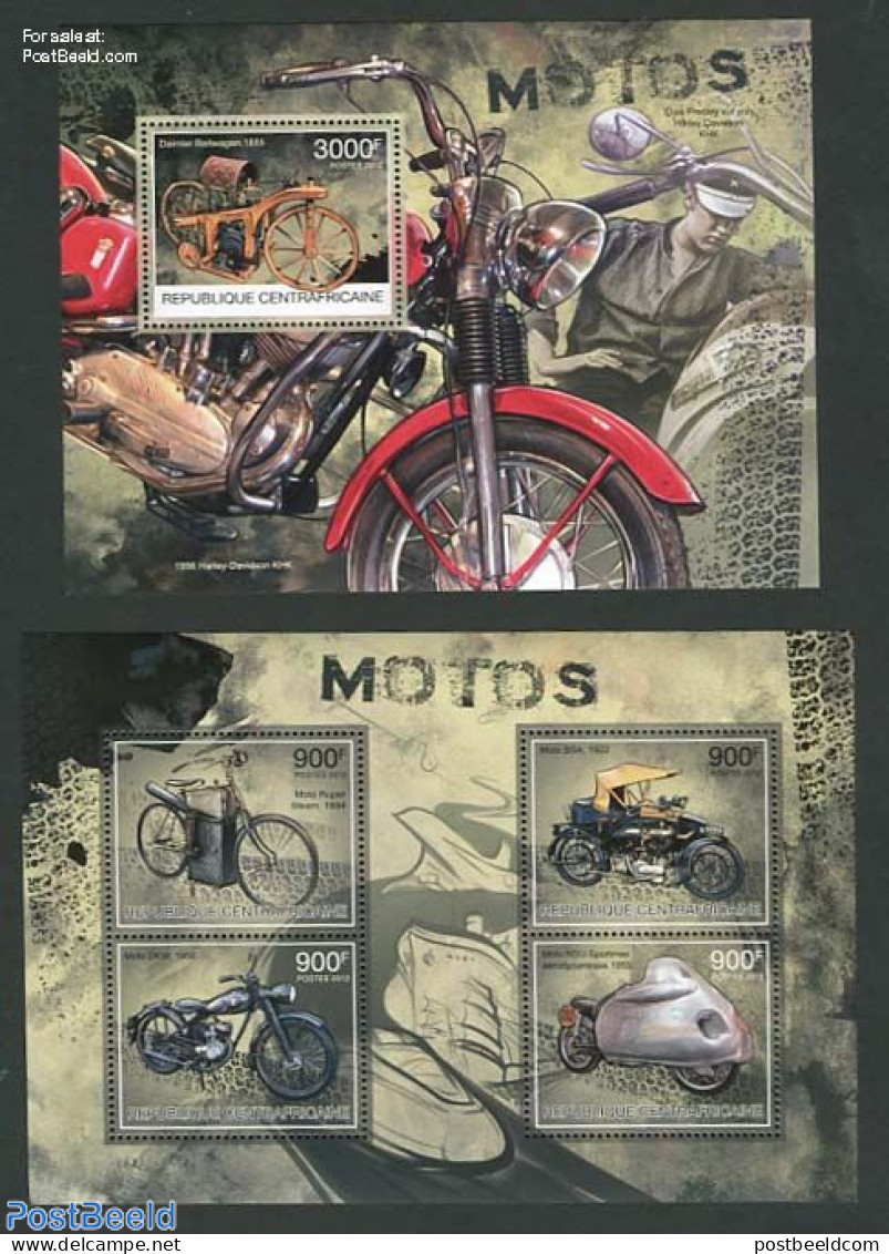 Central Africa 2012 Motorcycles 2 S/s, Mint NH, Transport - Motorcycles - Motorfietsen